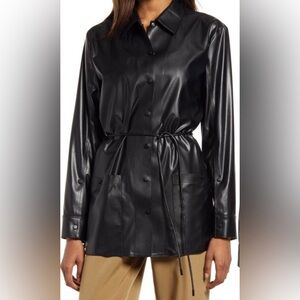 THEORY black paper faux shirt jacket.         New